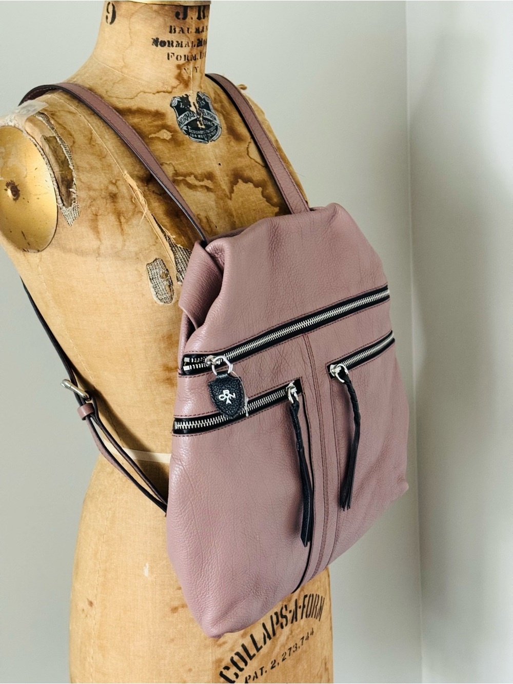 ORYANY Chloe Pebbled Leather Backpack in Dusty Rose - Picture 2 of 9